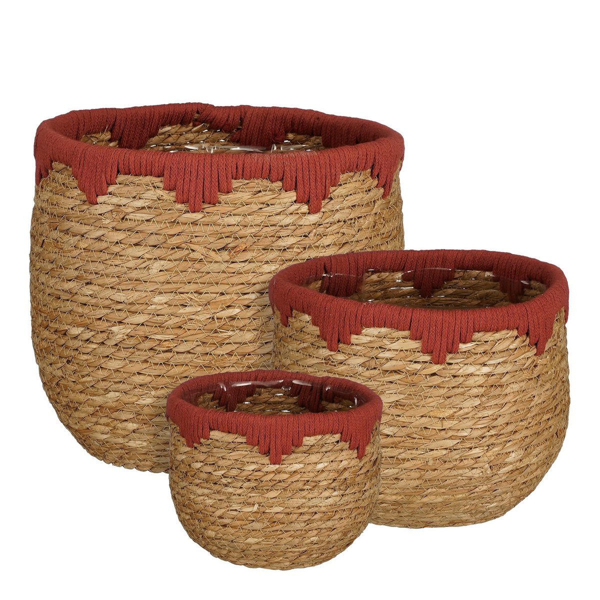 Jorck Plantenmand - Set van 3 - Zeegras - Rood, Bruin