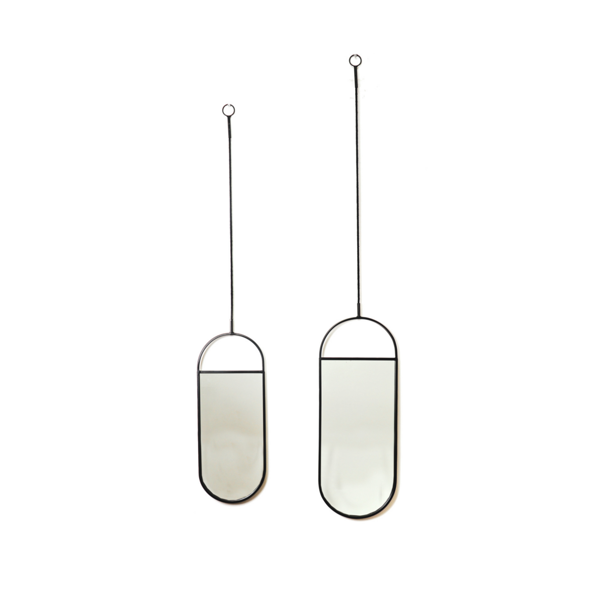 Mirror - Ronde wandspiegels - metaal - zwart - 22x60 | 9x50cm