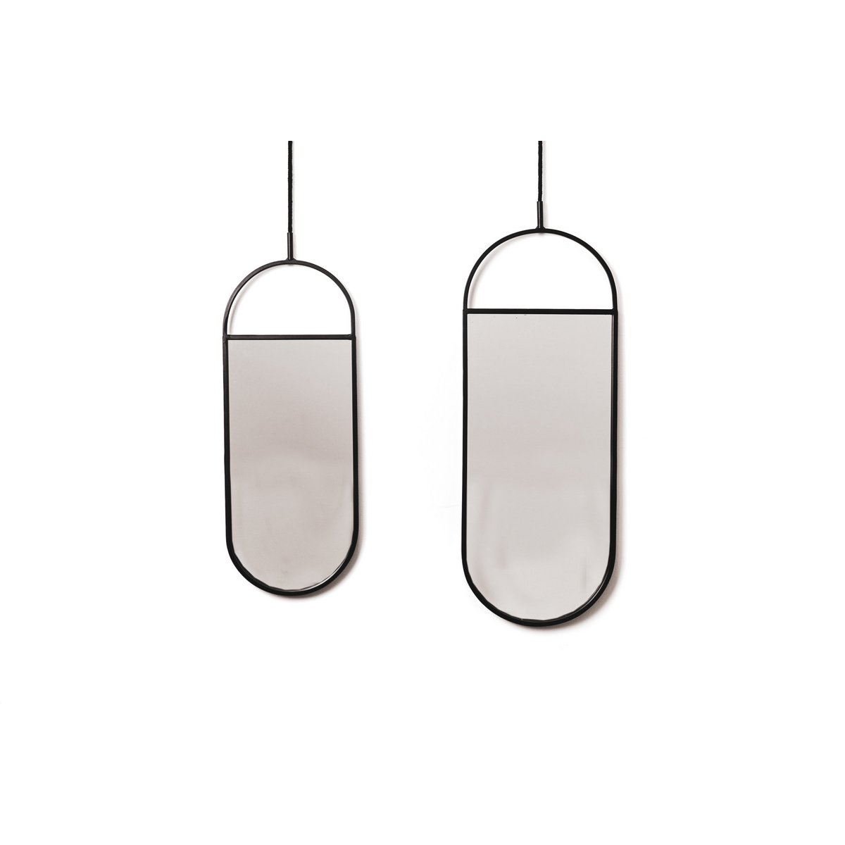 Mirror - Ronde wandspiegels - metaal - zwart - 22x60 | 9x50cm