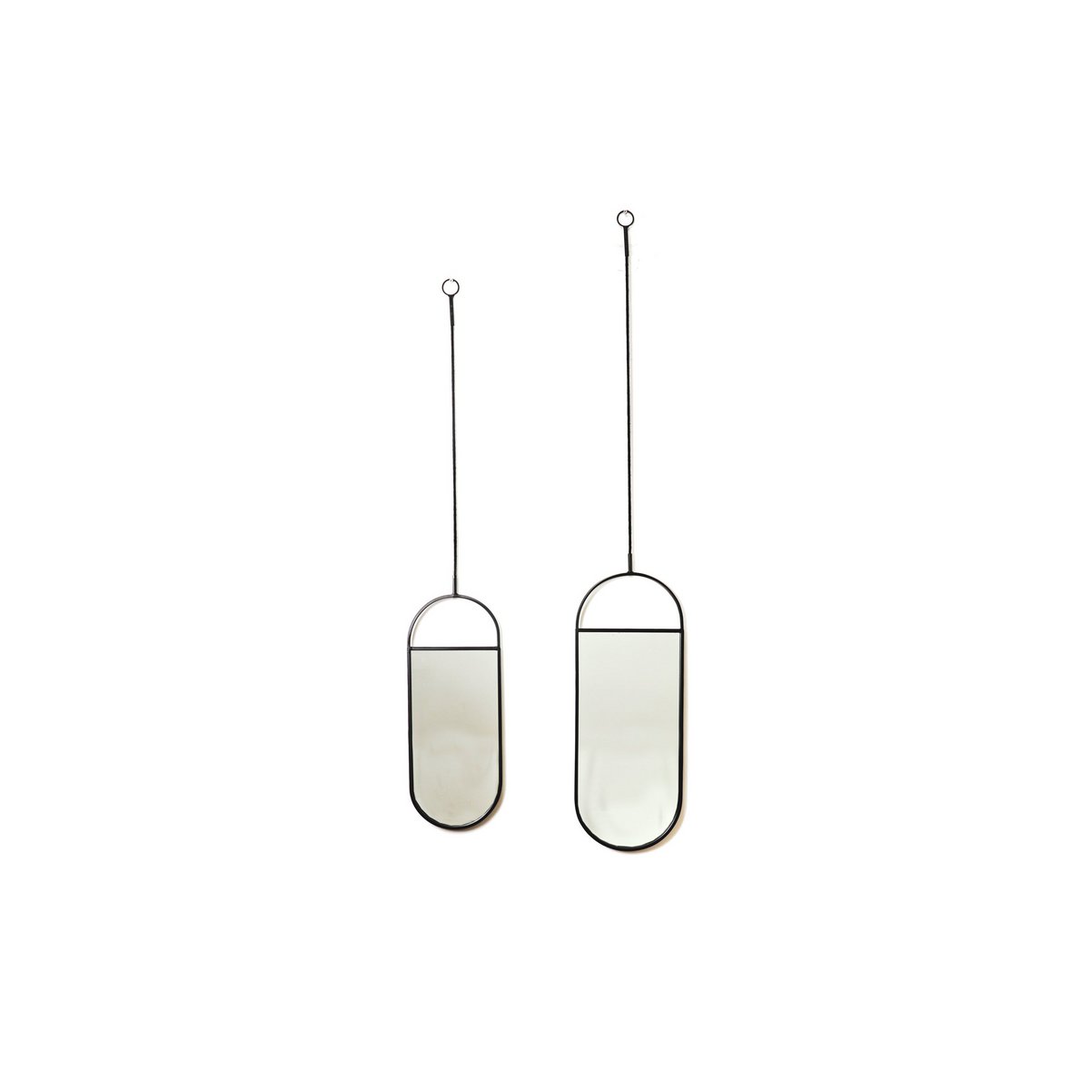 Mirror - Ronde wandspiegels - metaal - zwart - 22x60 | 9x50cm