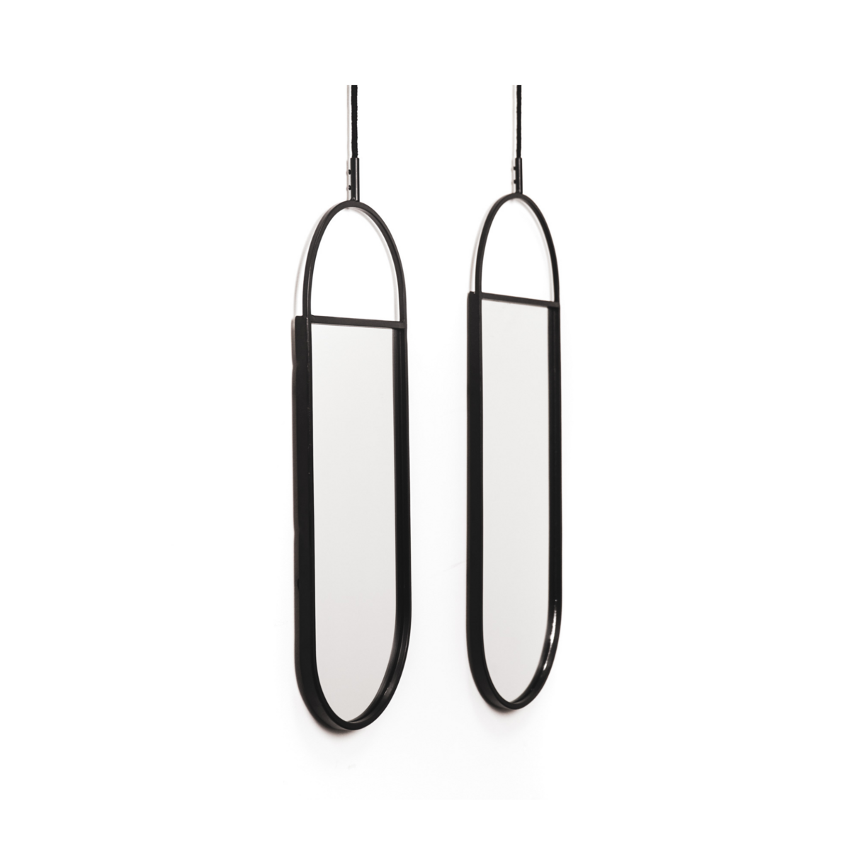 Mirror - Ronde wandspiegels - metaal - zwart - 22x60 | 9x50cm
