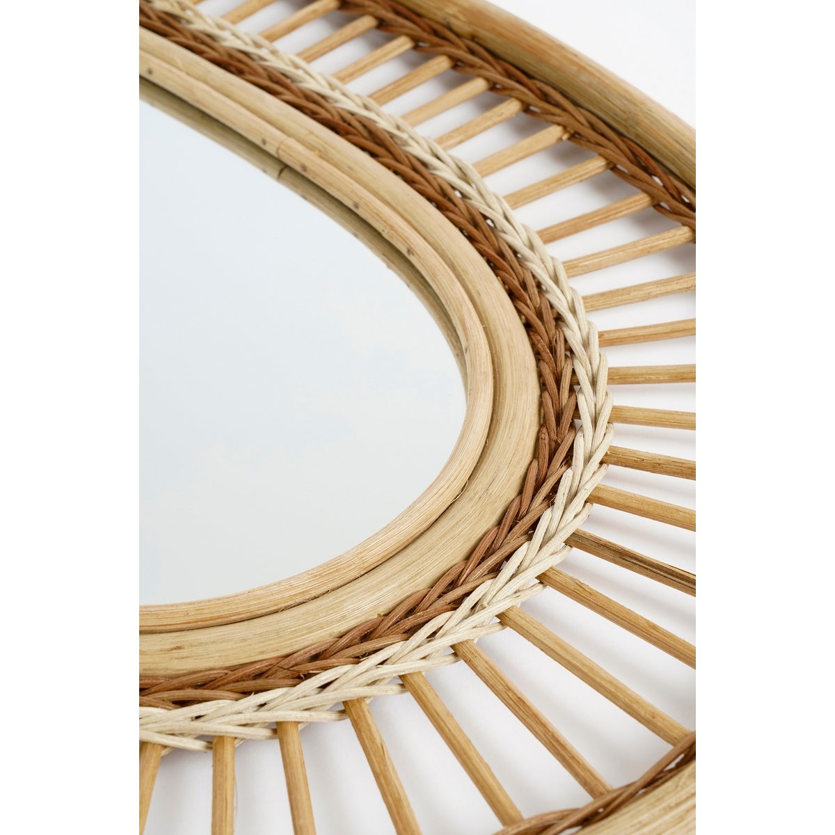 Oval Wandspiegel  - Rotan - Lichtbruin