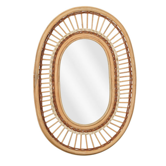 Oval Wandspiegel  - Rotan - Lichtbruin