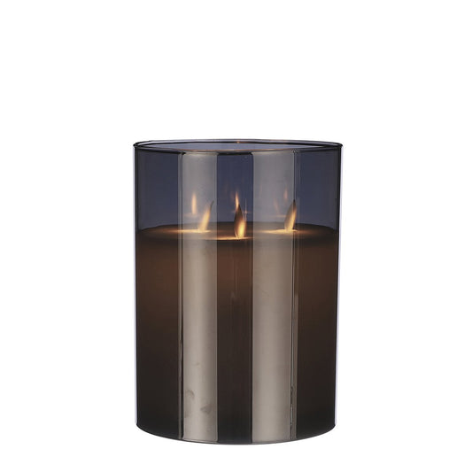 LED Kaars  - Glas/Wax - Grijs