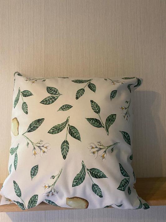 Kussenhoes Wit met Frisse Bladerenprint – Natuur & Frisse Sfeer | 45x45 cm