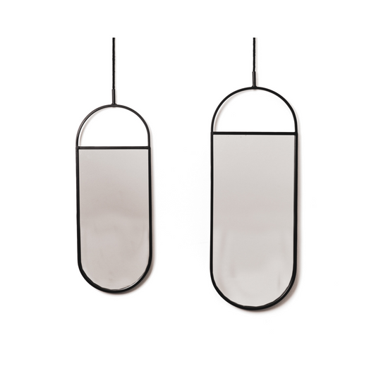 Mirror - Ronde wandspiegels - metaal - zwart - 22x60 | 9x50cm