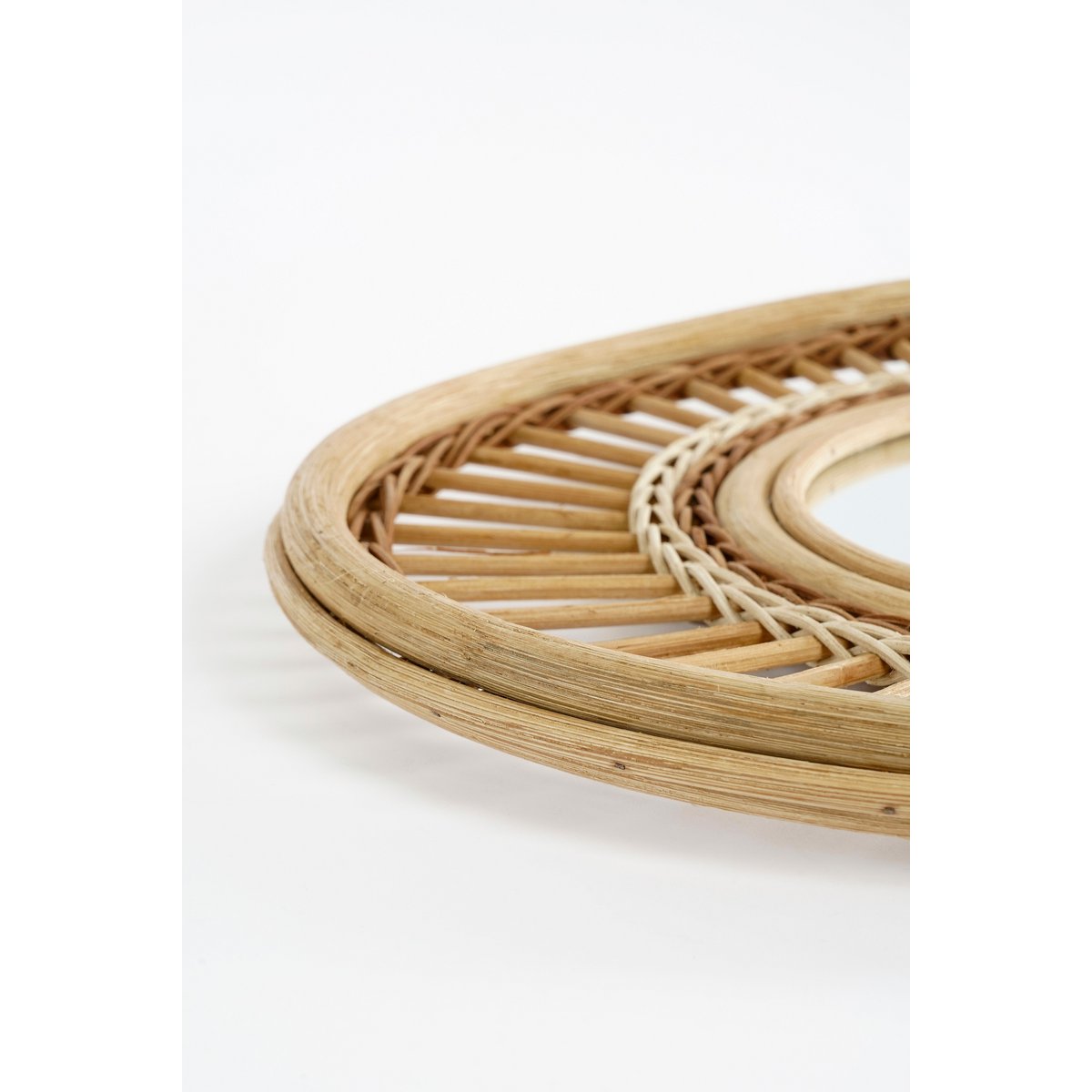 Oval Wandspiegel  - Rotan - Lichtbruin