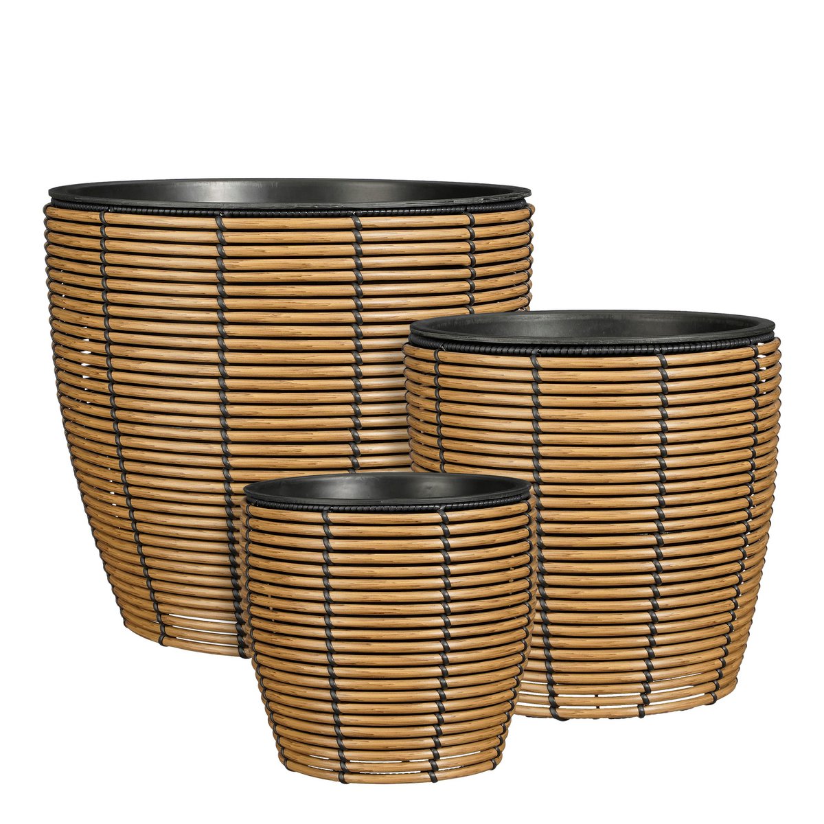 Durban Bloempot Buiten - Set van 3 - Gerecycled Plastic - Bruin